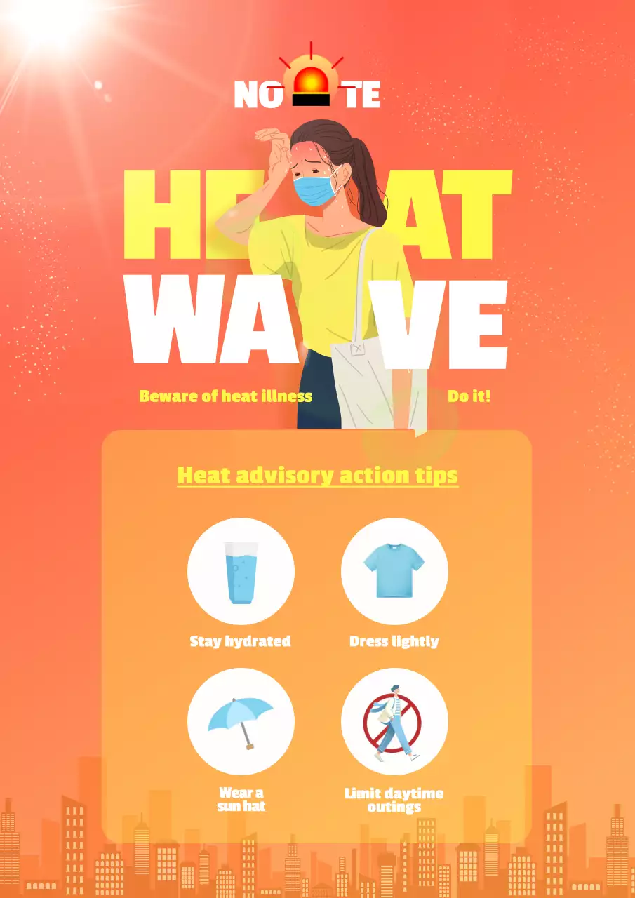 Orange Modern Heat Advisory Notice Poster