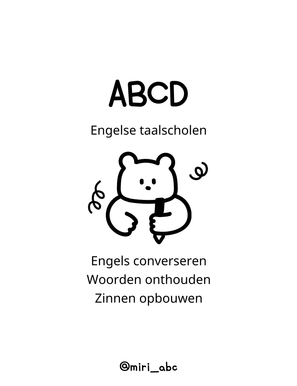 Engelse taalschool met schattige illustraties van teddyberen