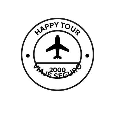 Logotipo promocional de viaje sencillo en forma de sello
