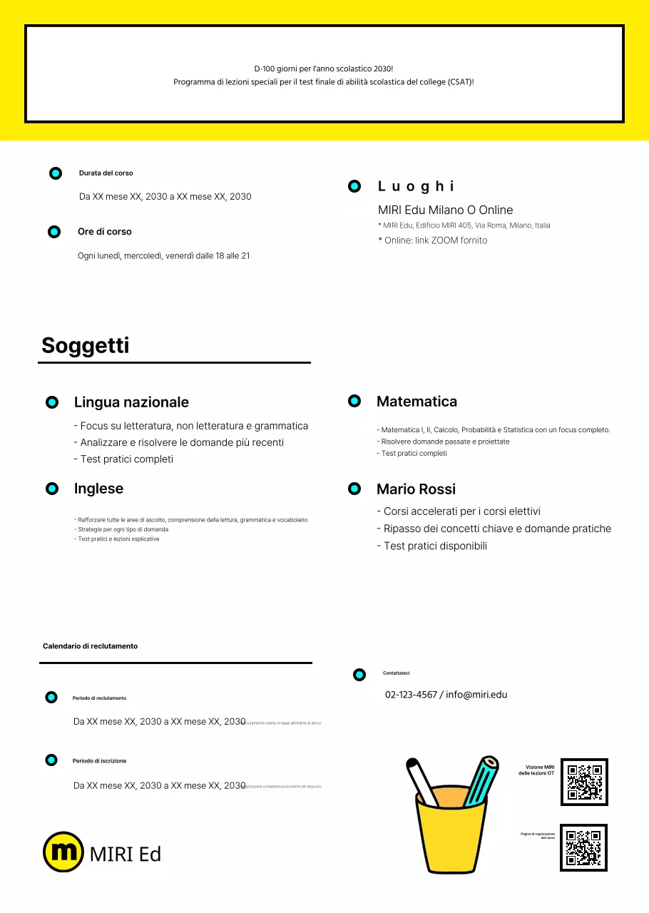 Opuscolo scolastico per il SATs