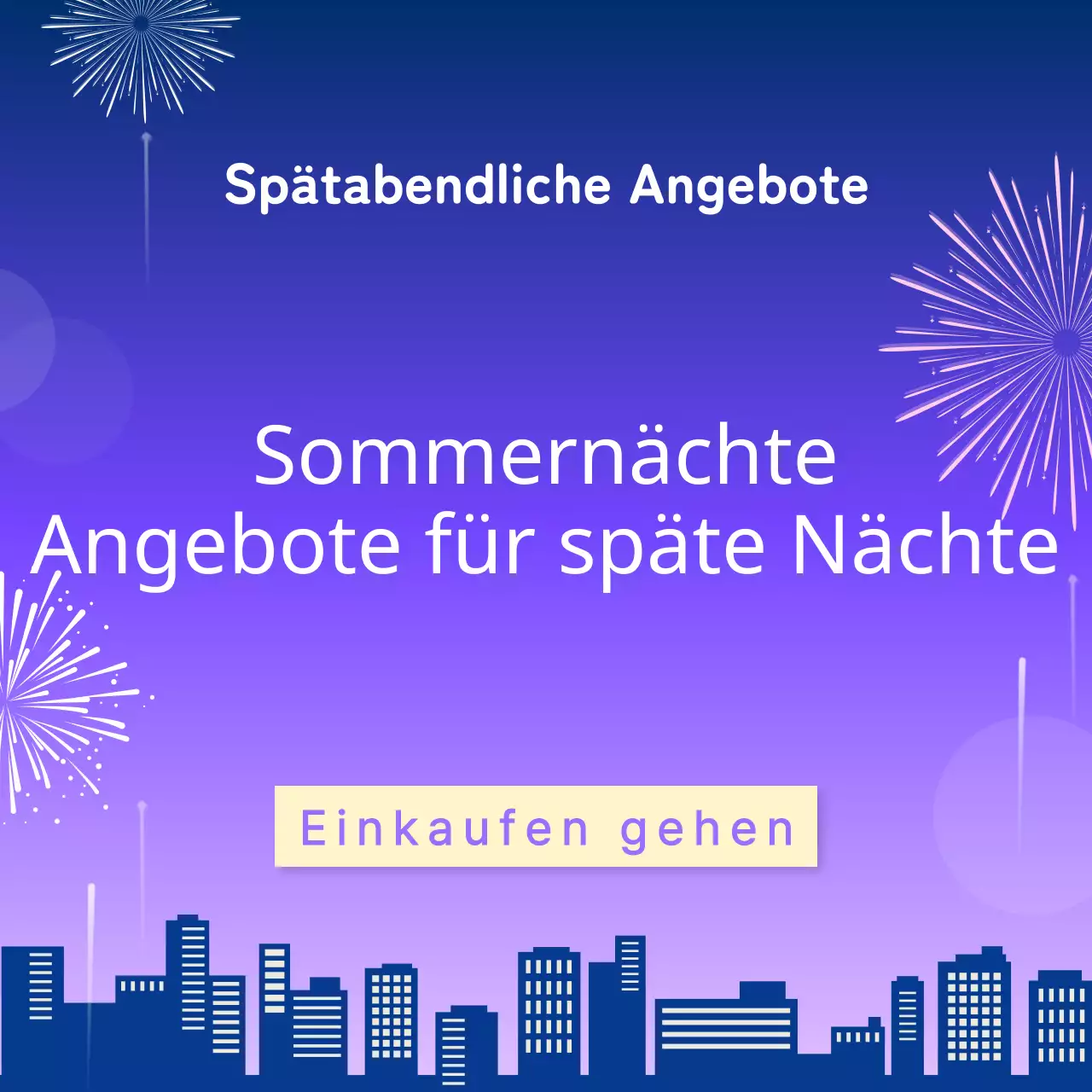 Thumbnail-Ankündigung für eine trendige Sommernacht in Lila und Pink