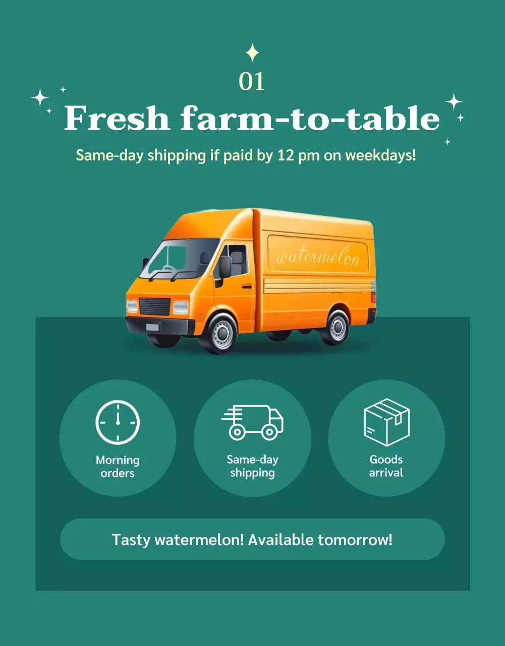 Coral Modern Watermelon Promotion Poster