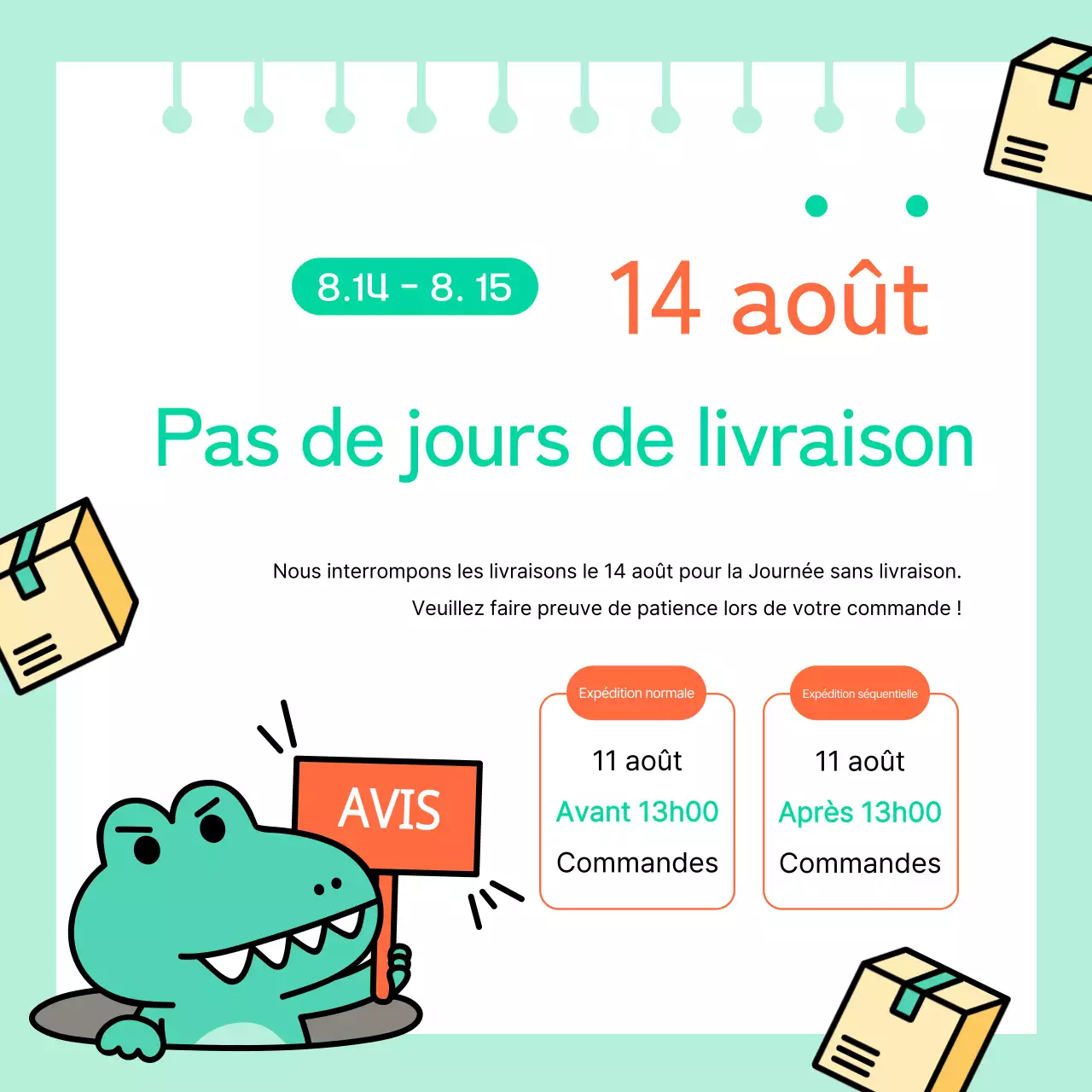 Un simple courrier de fermeture rose et menthe