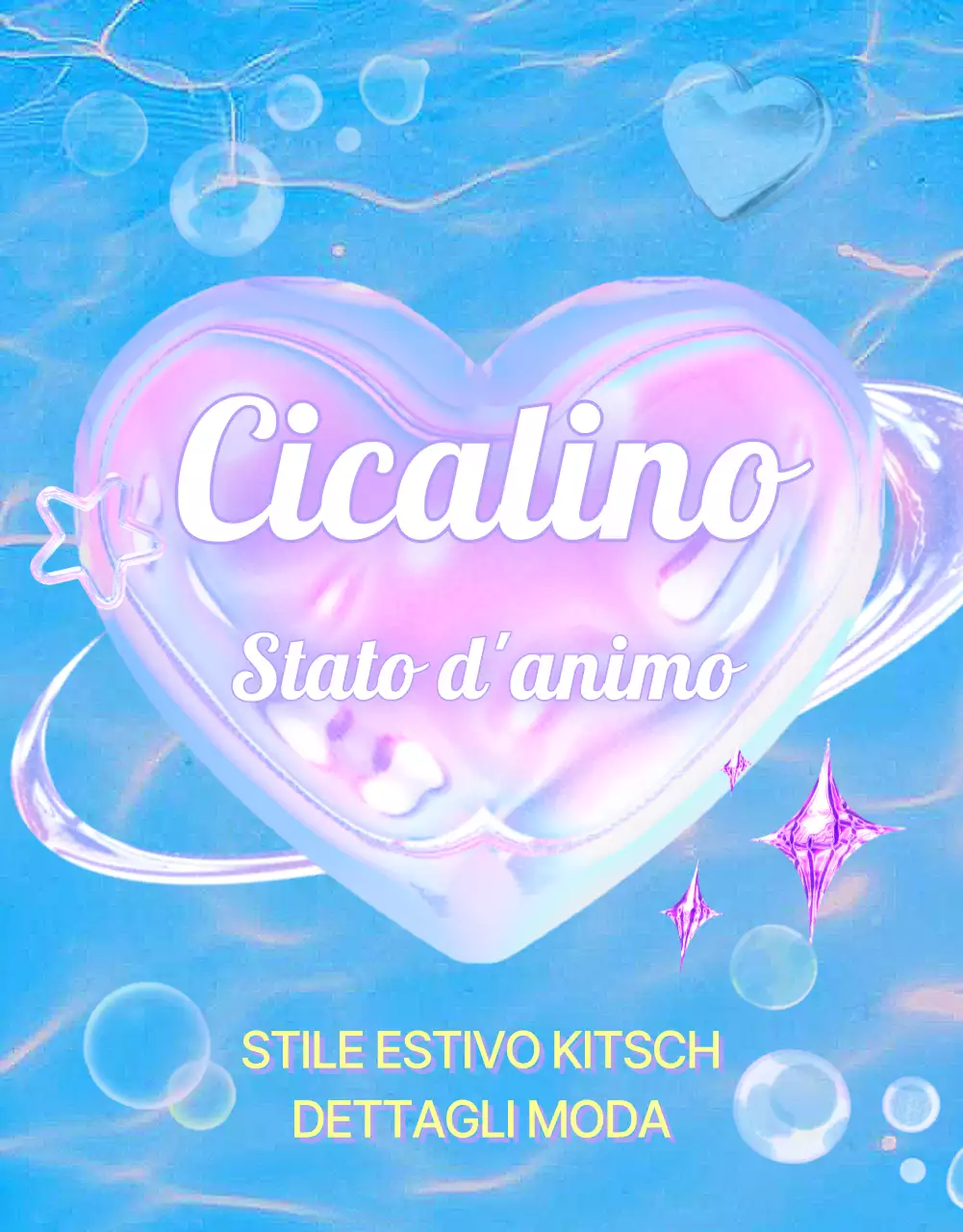 Pubblicità di moda kitsch per l'anno 2000 in azzurro