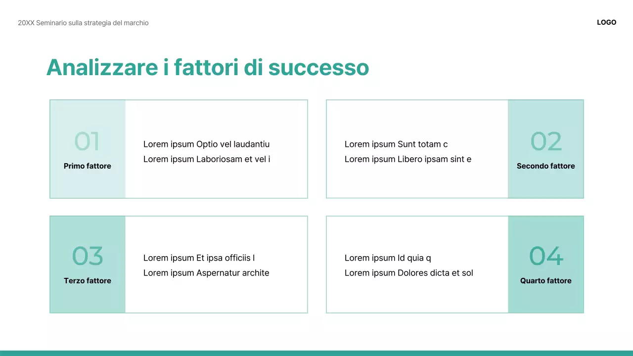 Una moderna presentazione di condivisione dello studio di un marchio in bianco e verde