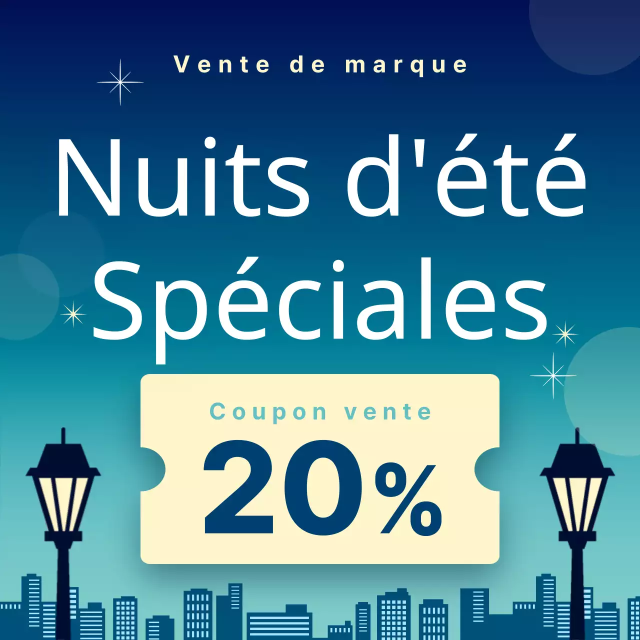 Annonce en vignette pour une nuit d'été branchée en violet et rose