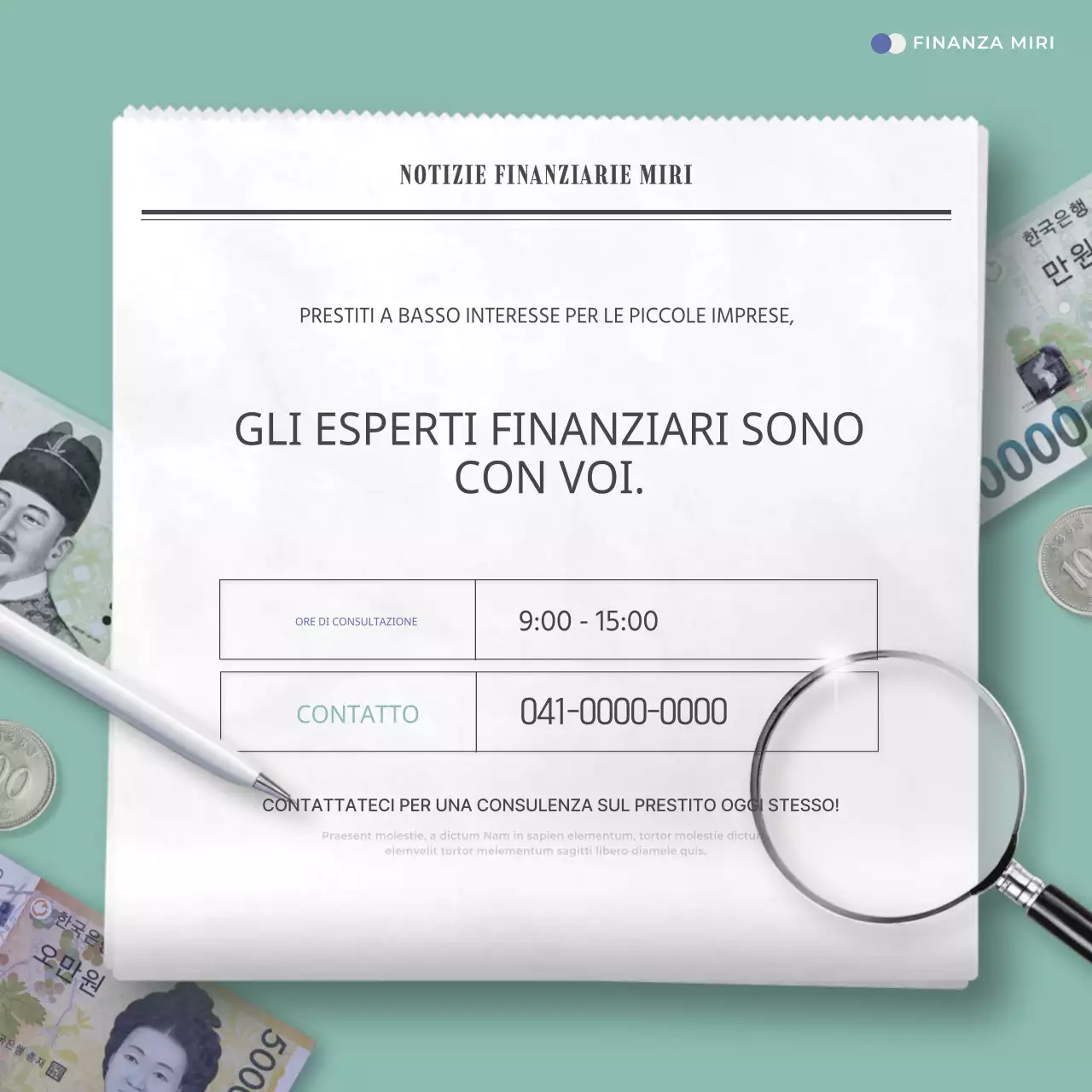 Sui prestiti semplici a tasso agevolato in blu e menta