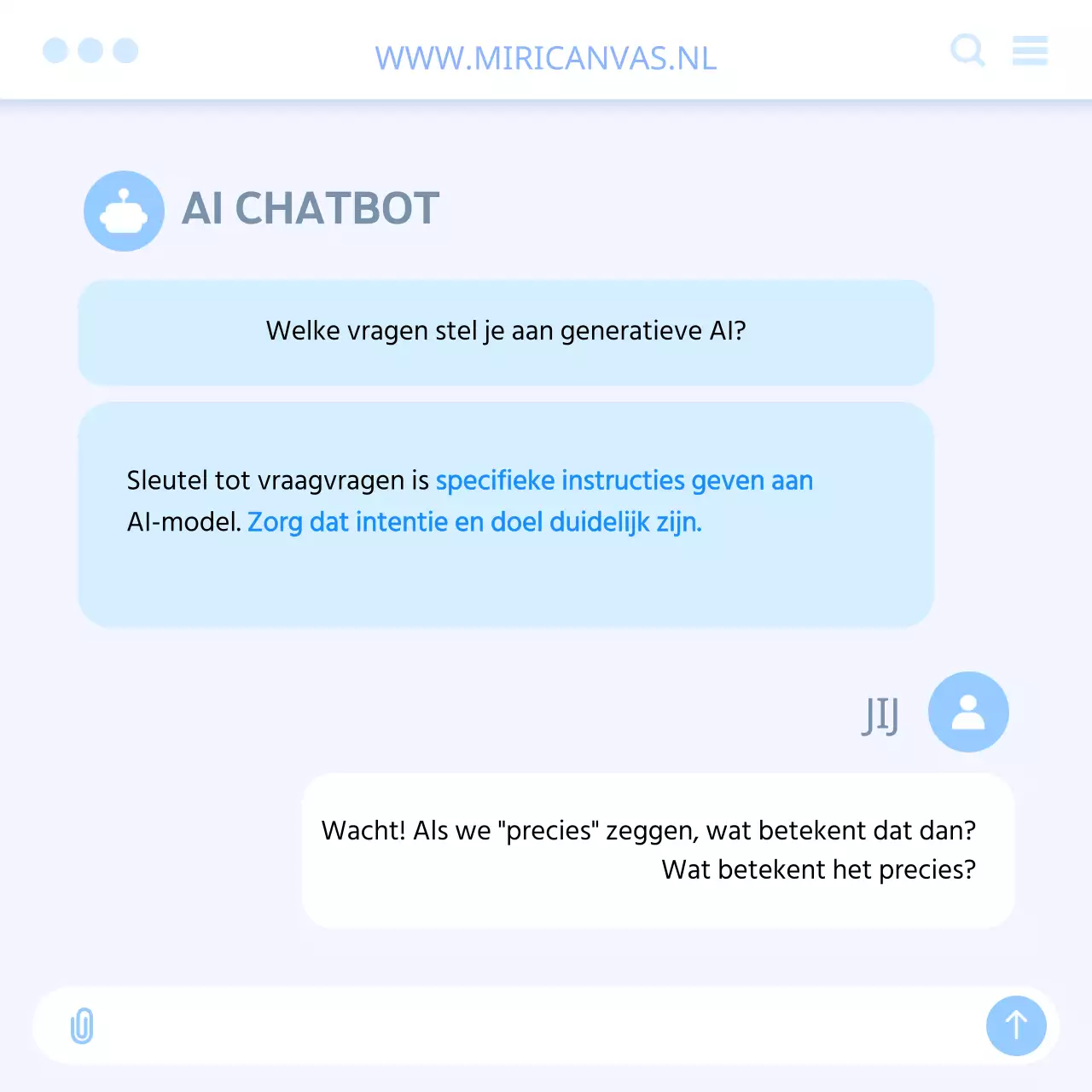 Gids voor het schrijven van AI-prompts met een witte en lichtblauwe UI-feeling
