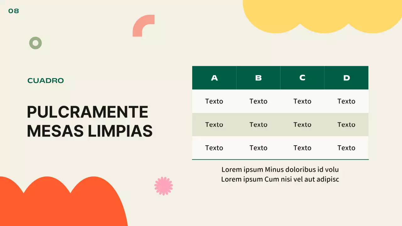 Presentación kitsch por defecto en naranja y amarillo