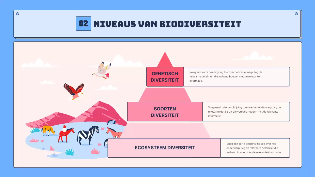 Tropische biodiversiteit in blauw en roze leermiddelen