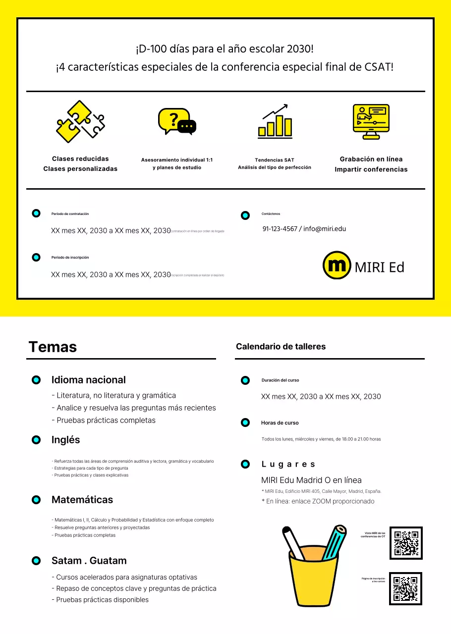 Folleto escolar sobre la selectividad