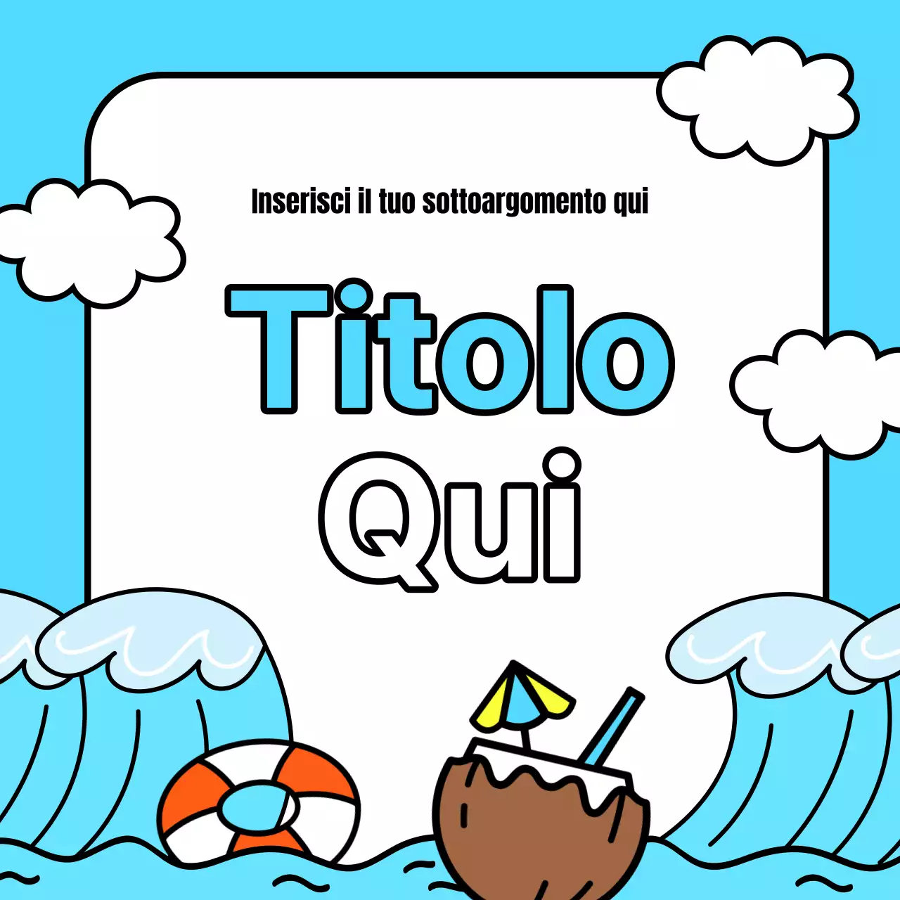 Un grazioso annuncio per eventi estivi in giallo e azzurro