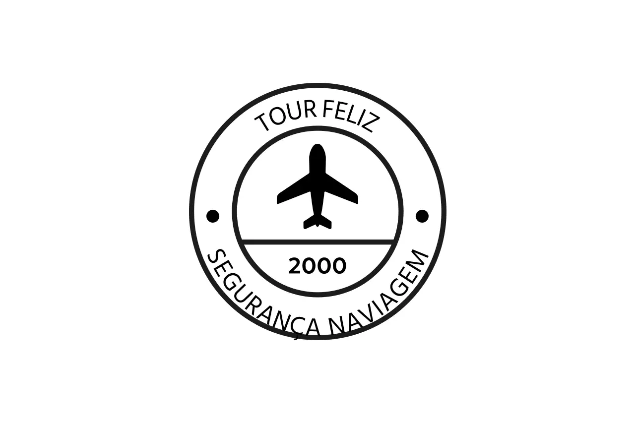 Logótipo promocional de viagem simples sob a forma de um selo