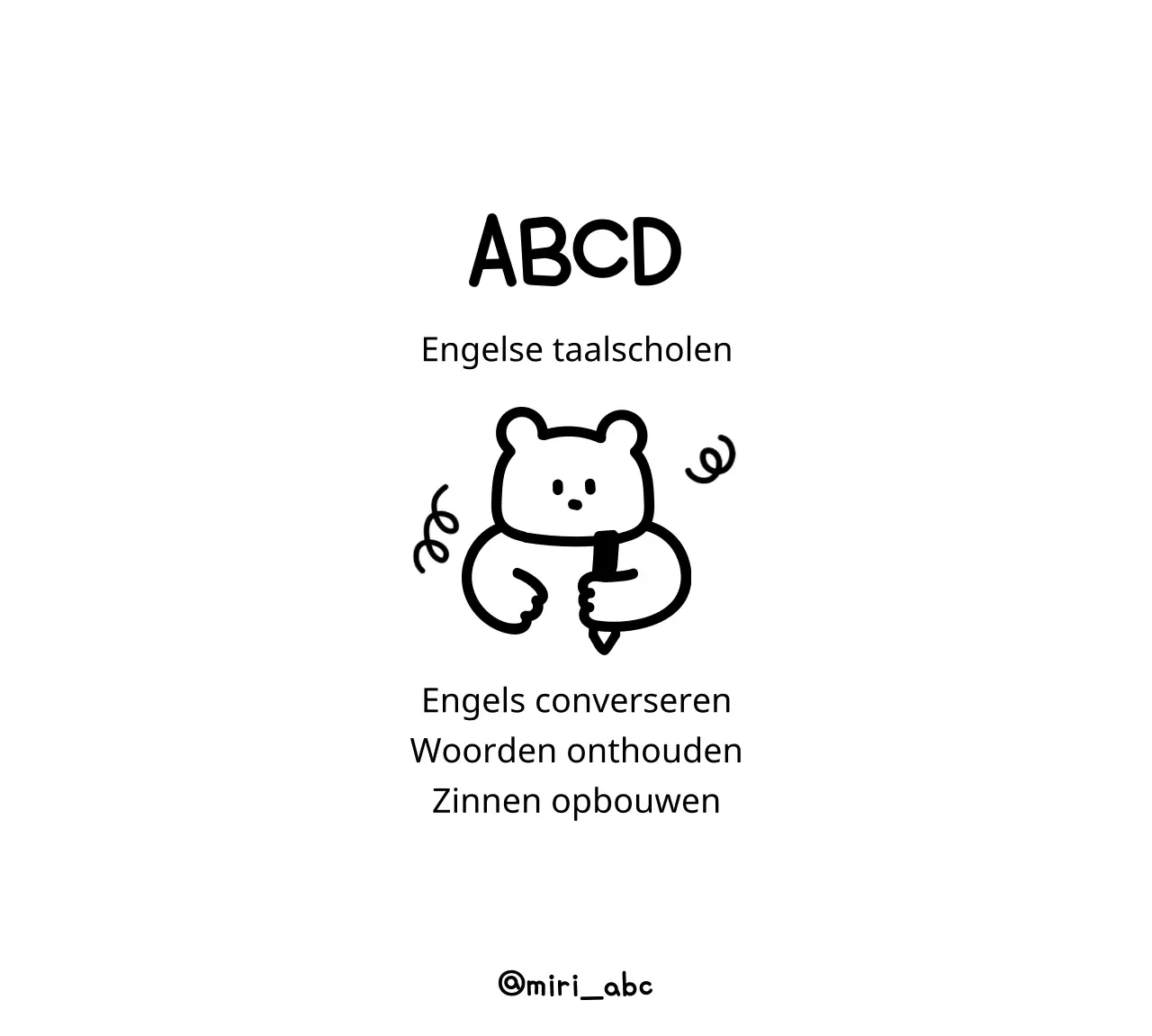 Engelse taalschool met schattige illustraties van teddyberen