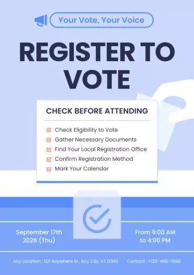 Blue Modern Voter Registration Notice Poster