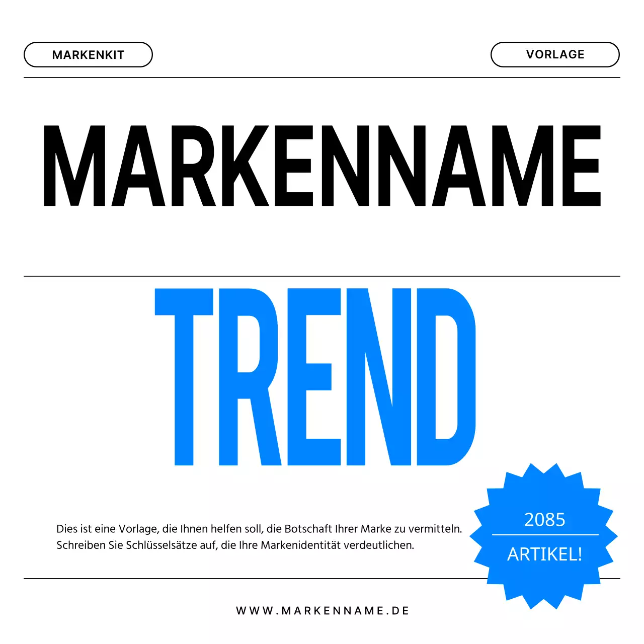 Werbung für eine moderne Marke in Schwarz und Blau