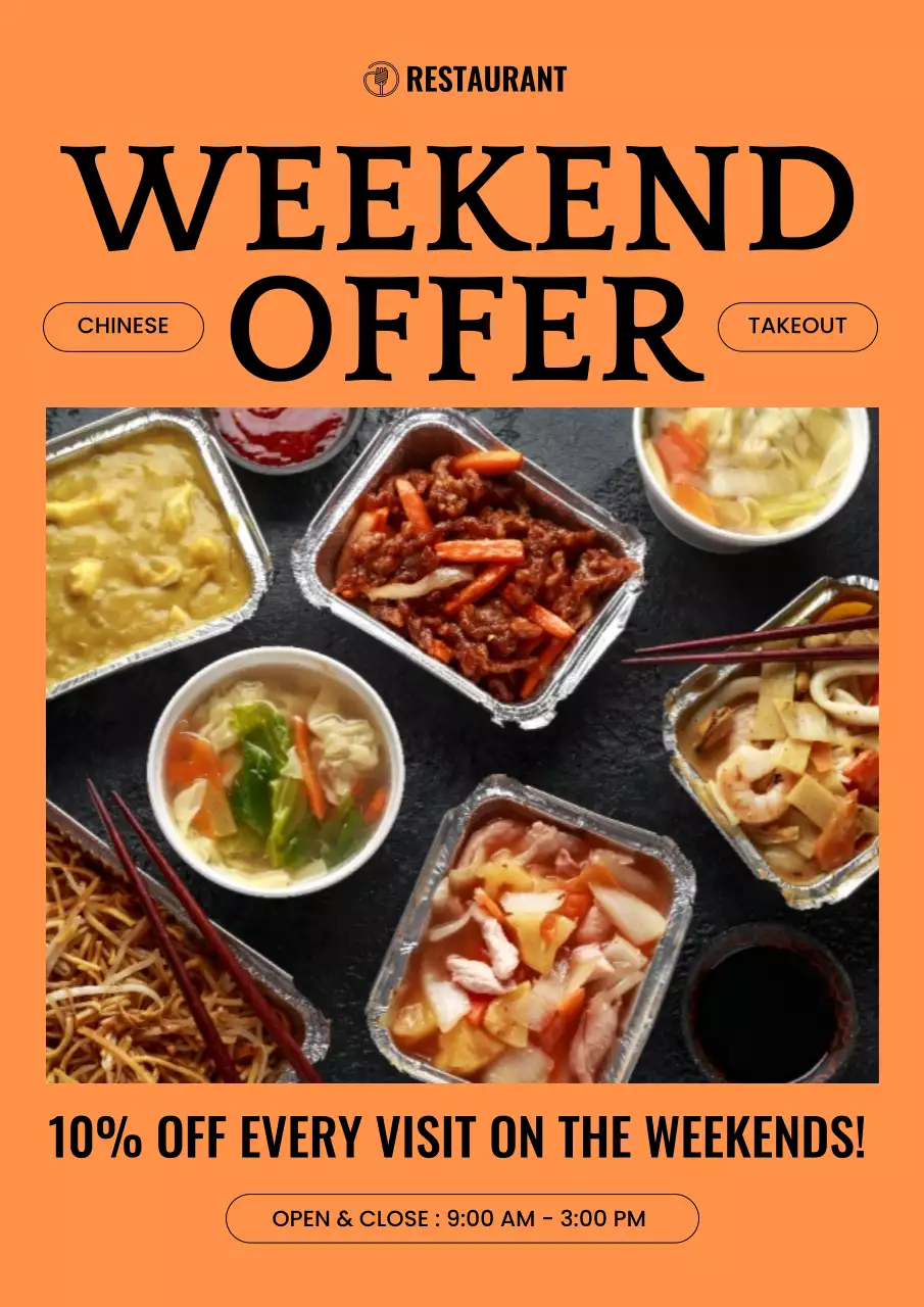 Orange Simple Restaurant Promotion Poster