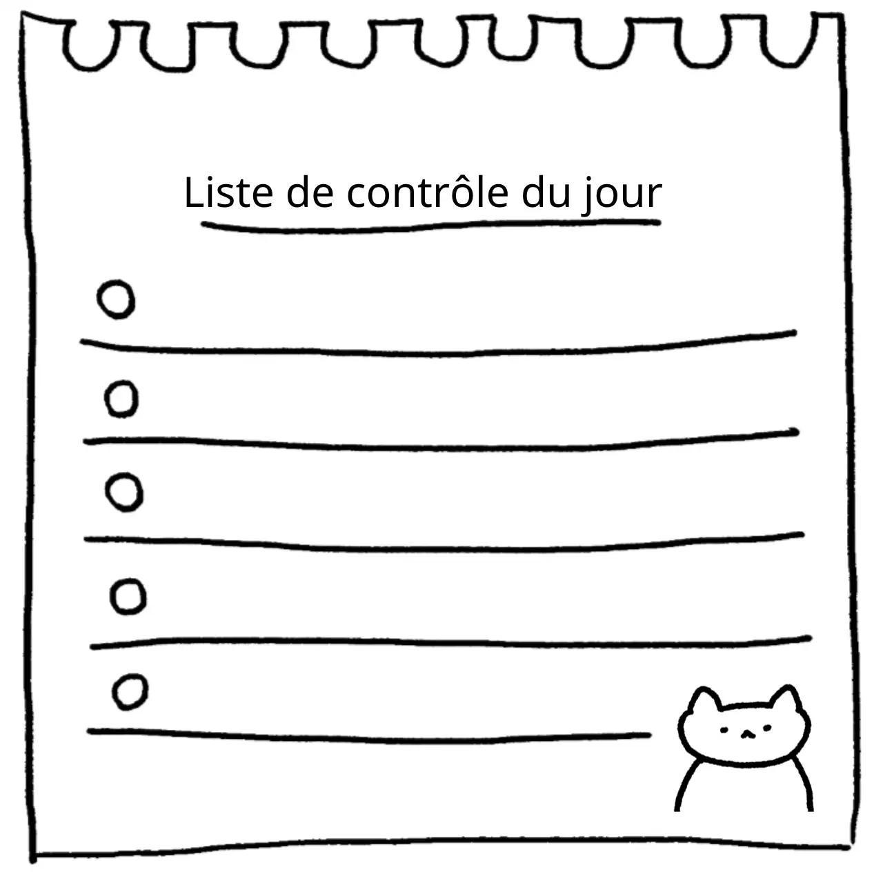 Liste de contrôle pour les mignons d'aujourd'hui