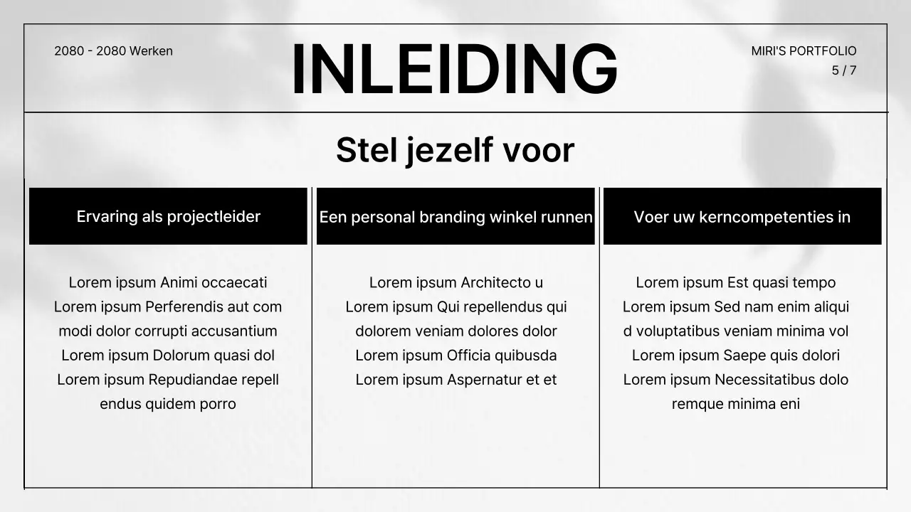Een eenvoudige CV-portfolio in grijs en zwart
