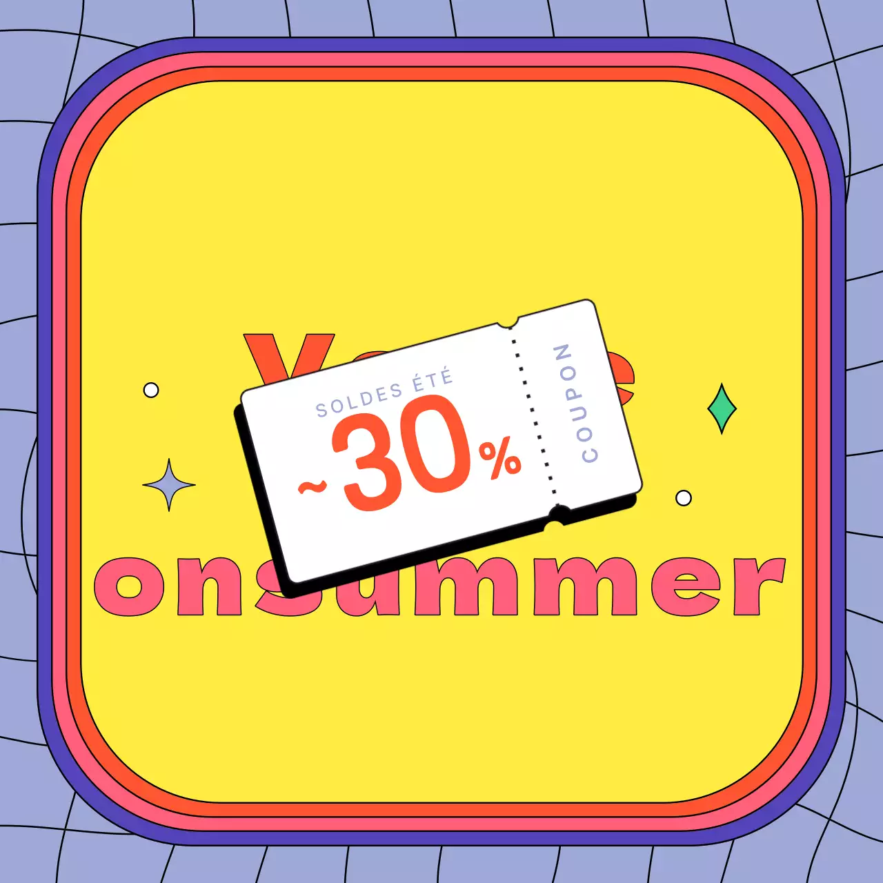 Annonce de vente de style rétro en jaune et orange