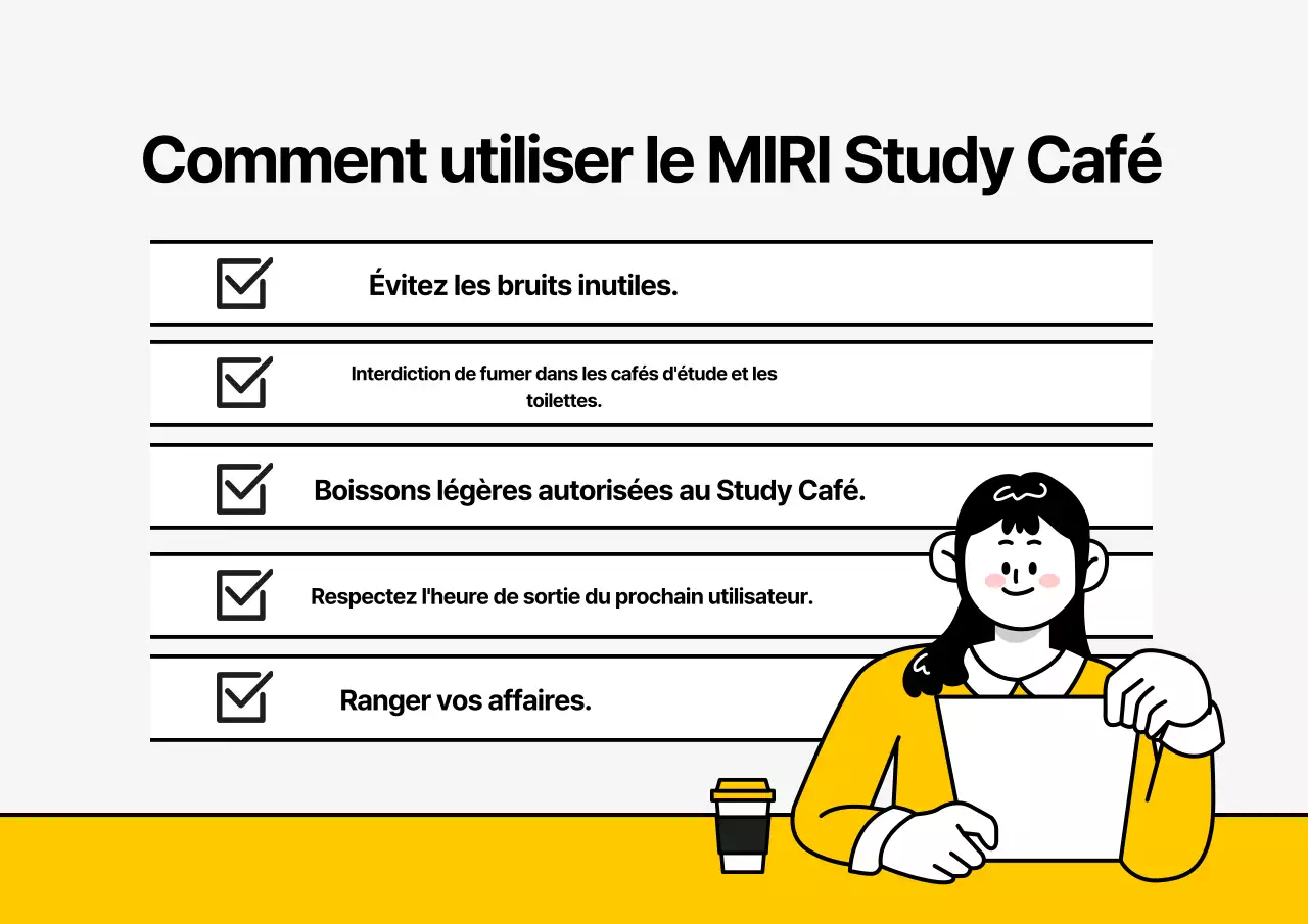 Un simple café d'étude gris et jaune avec quelques rappels