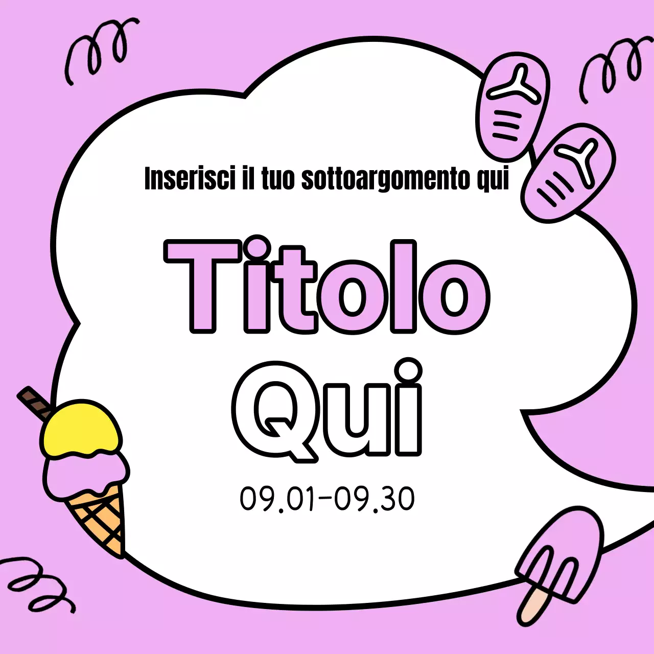 Un grazioso annuncio per eventi estivi in giallo e azzurro