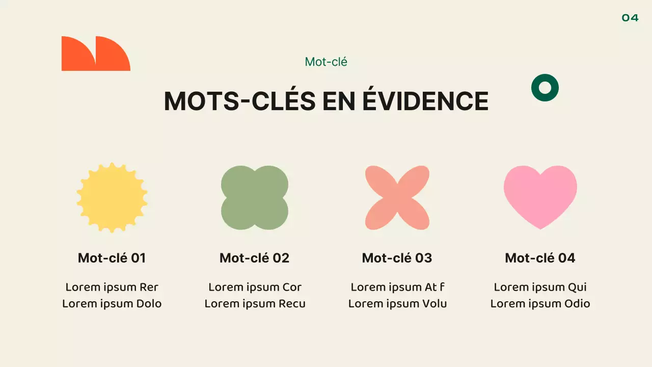 Présentation kitsch de la mise en page par défaut en orange et jaune