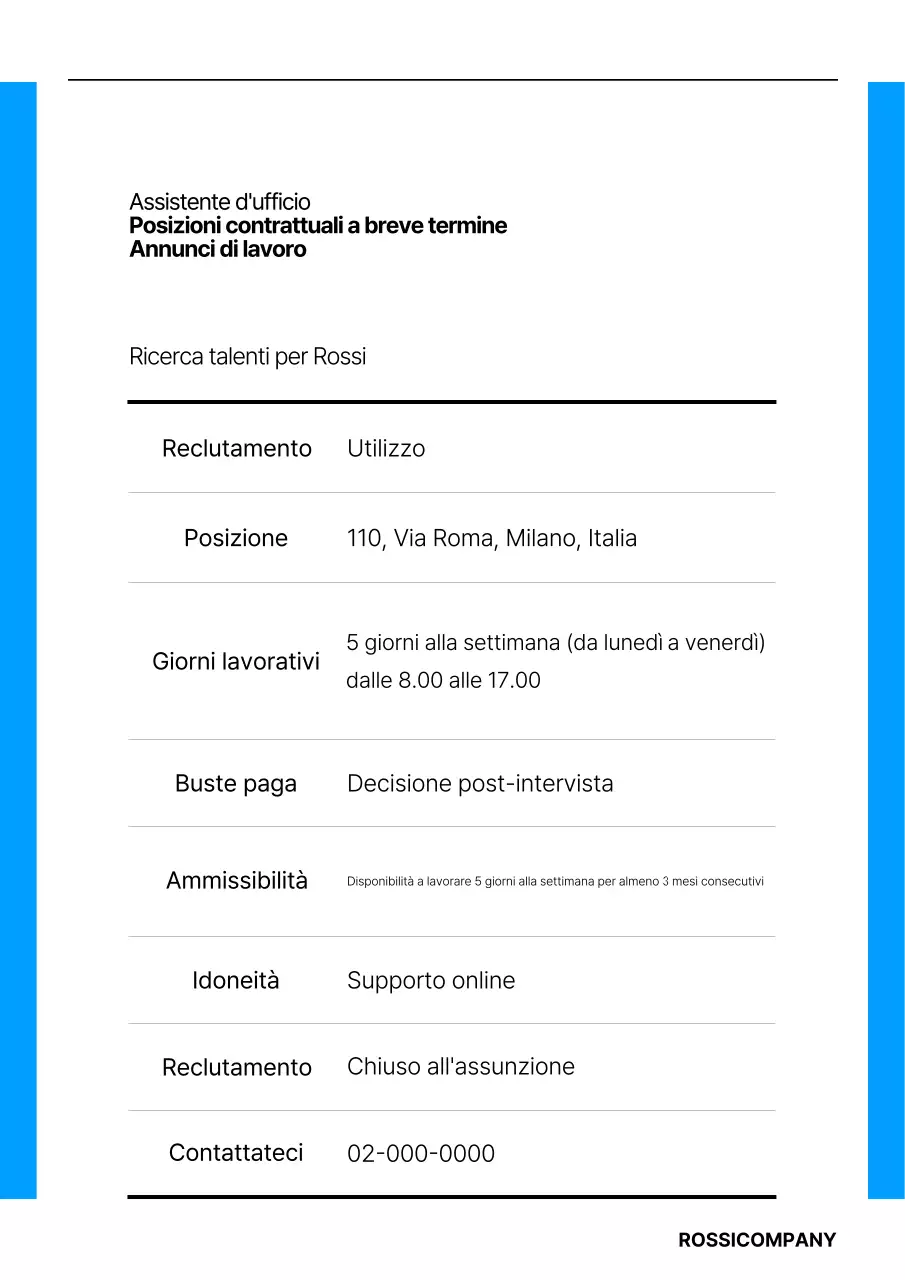 Un semplice modello aziendale in blu e nero