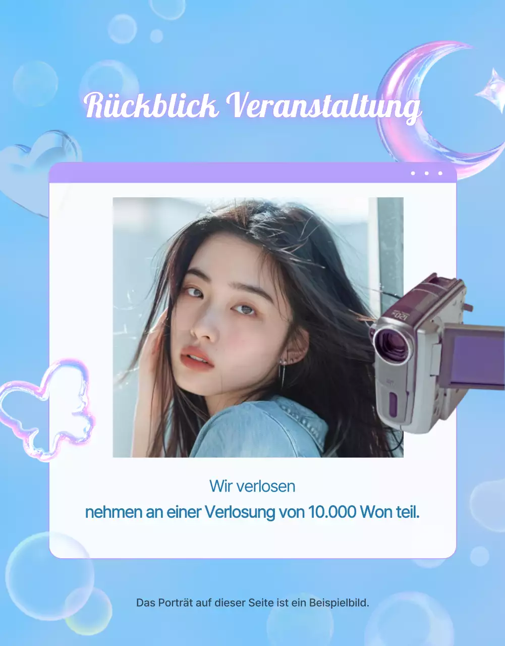 Kitschige Y2K-Modeanzeige in Hellblau