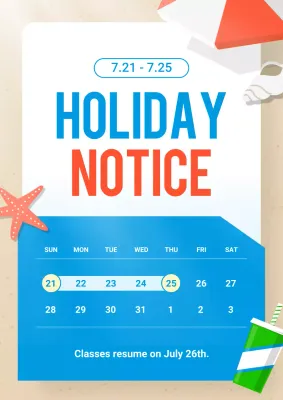 Blue Modern Holiday Notice Poster