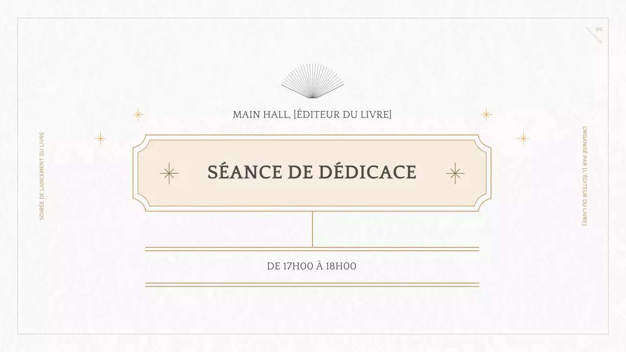 Présentation du nouveau livre géométrique jaune et ivoire lors d'une conférence de presse