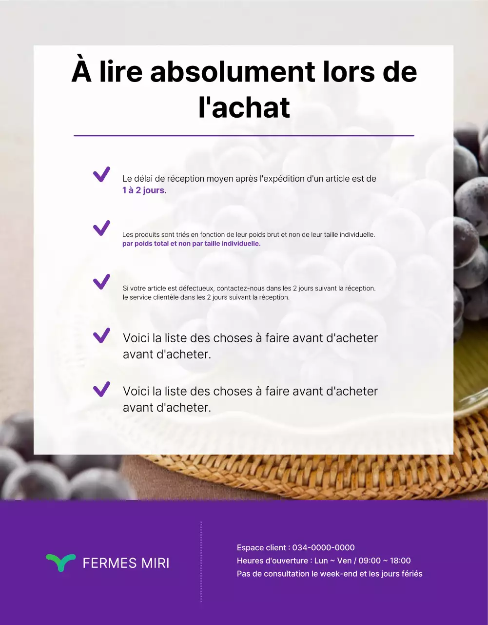 Promouvoir des raisins simples et de saison en violet et mauve