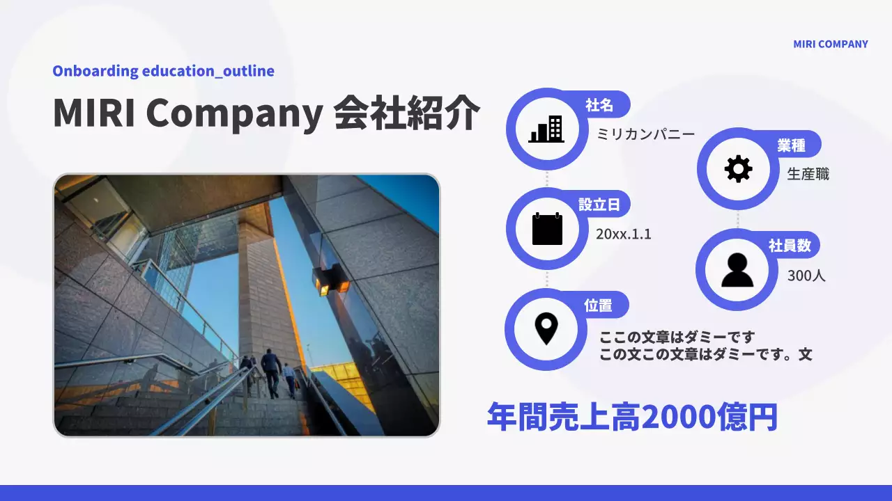 青 モダン オンボーディング プレゼンテーション