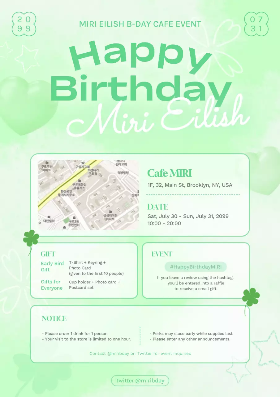 Green Trendy Birthday Event Poster