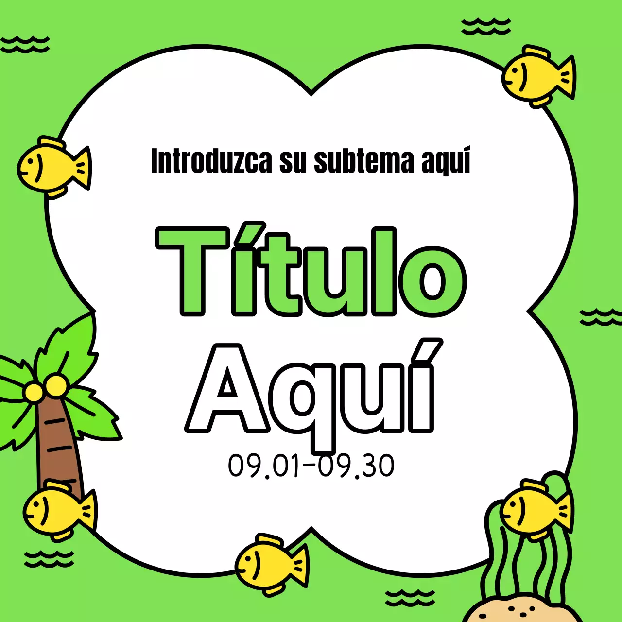 Un bonito anuncio de eventos veraniegos en amarillo y azul claro