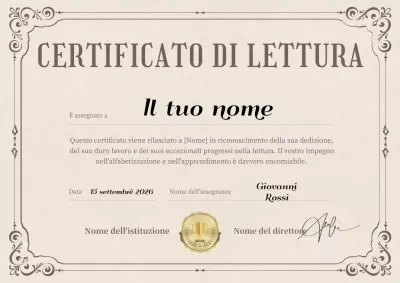 Classico certificato di lettura in beige e marrone
