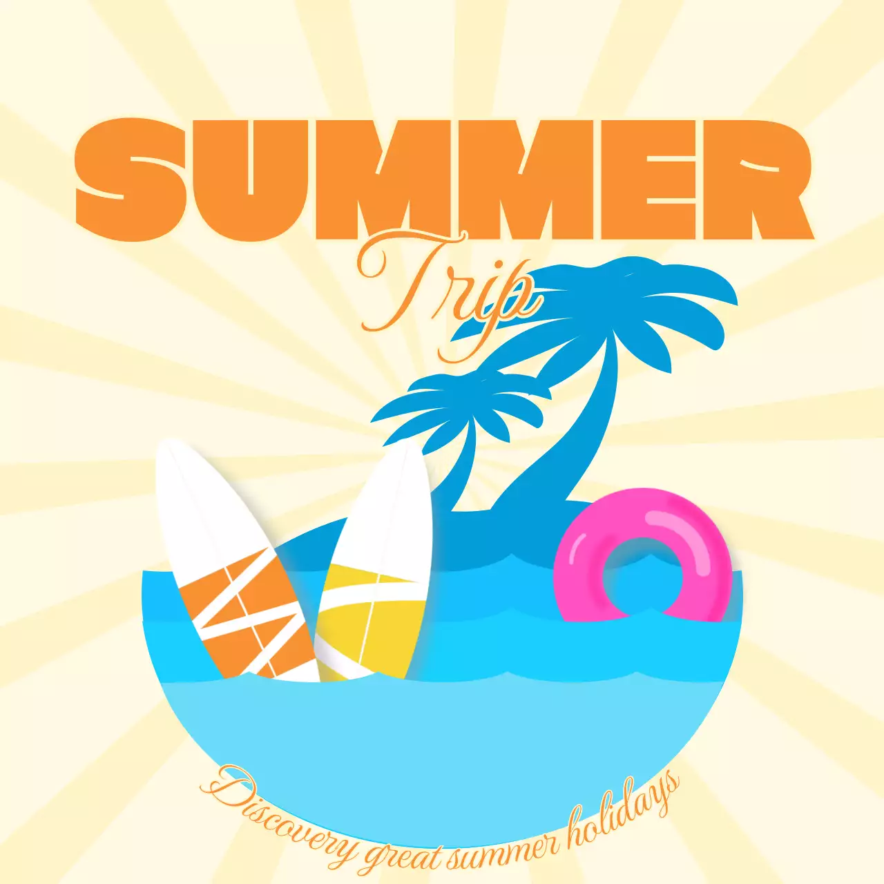 노란색 햇살이 퍼지는 여름여행 광고