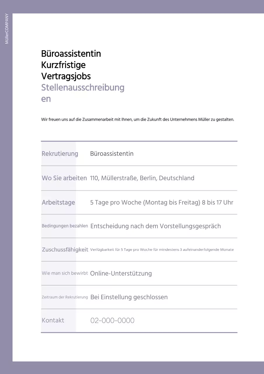 Einfache Unternehmensdokumentenvorlage in lila und weiß