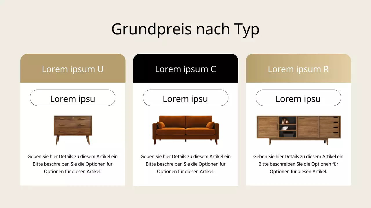 Schwarze und beigefarbene moderne Möbel - Kostenvoranschlag für Bauunternehmer