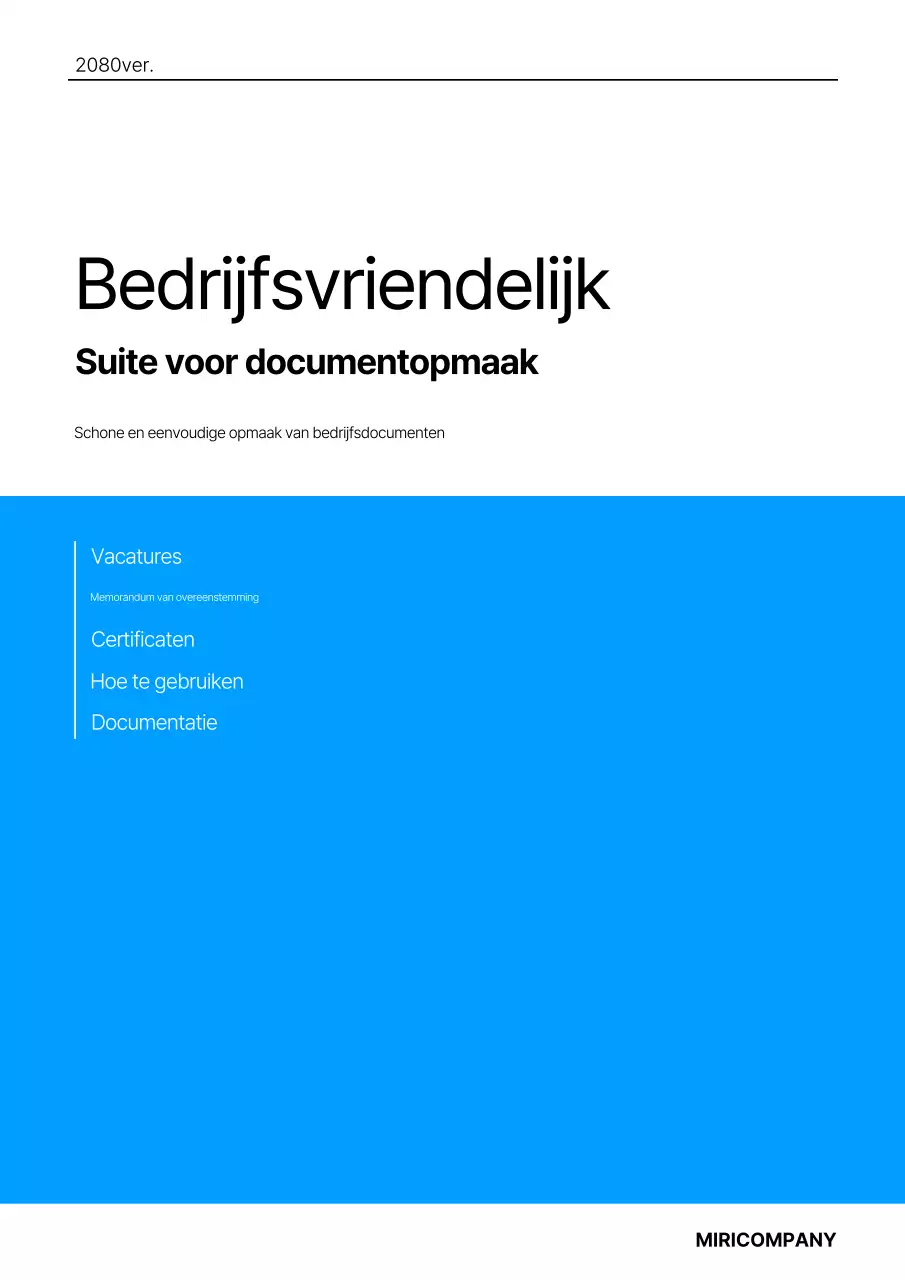 Een eenvoudige bedrijfssjabloon in blauw en zwart