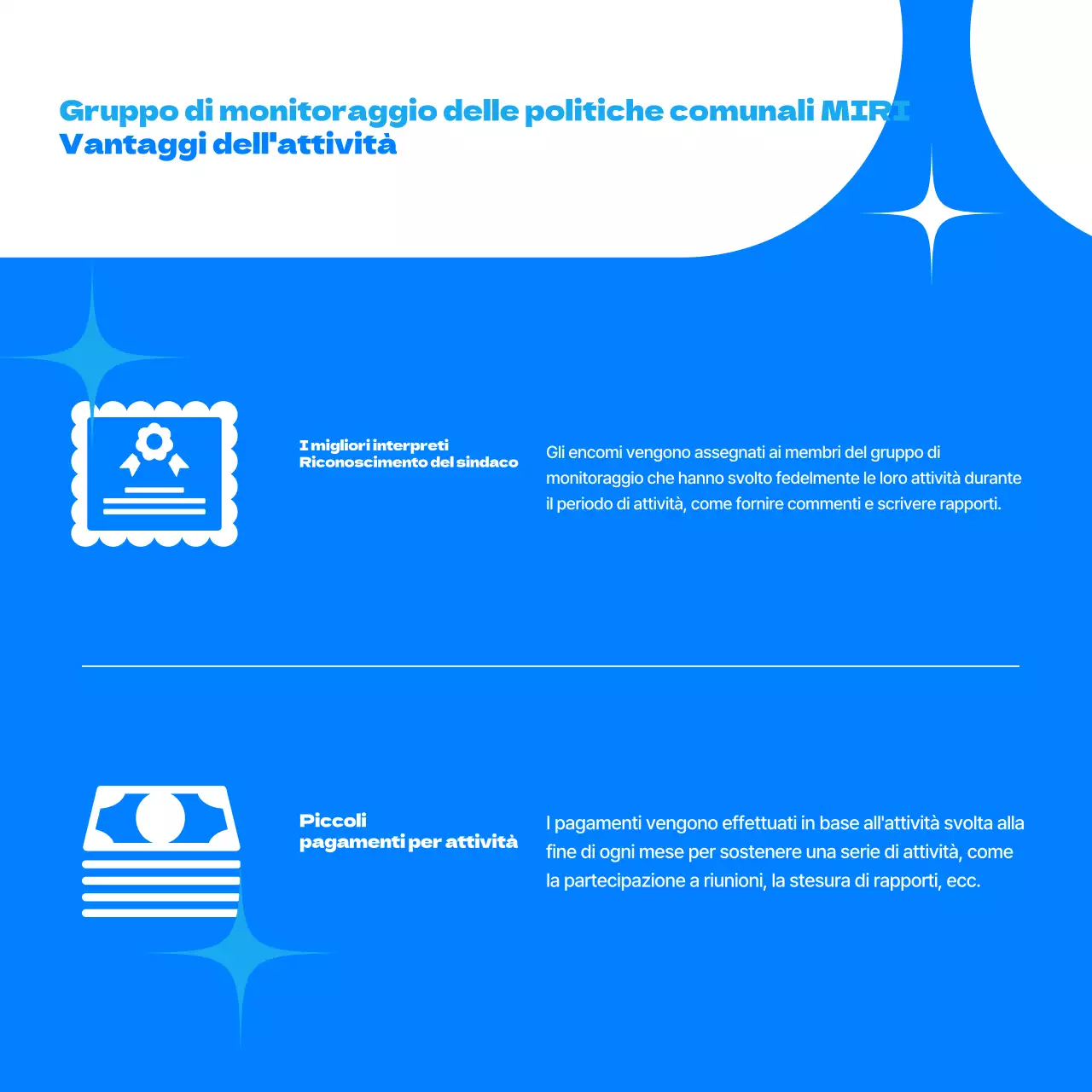 Monitoraggio delle politiche semplici di Blue Promozione del reclutamento dei cittadini
