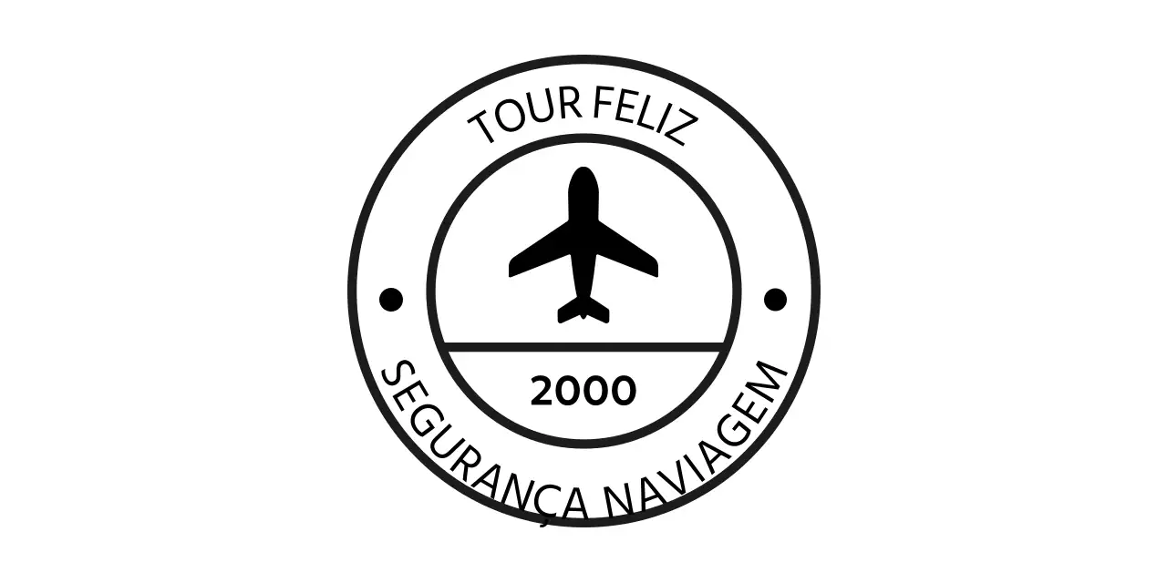 Logótipo promocional de viagem simples sob a forma de um selo