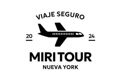Logotipo promocional de viaje con un avión