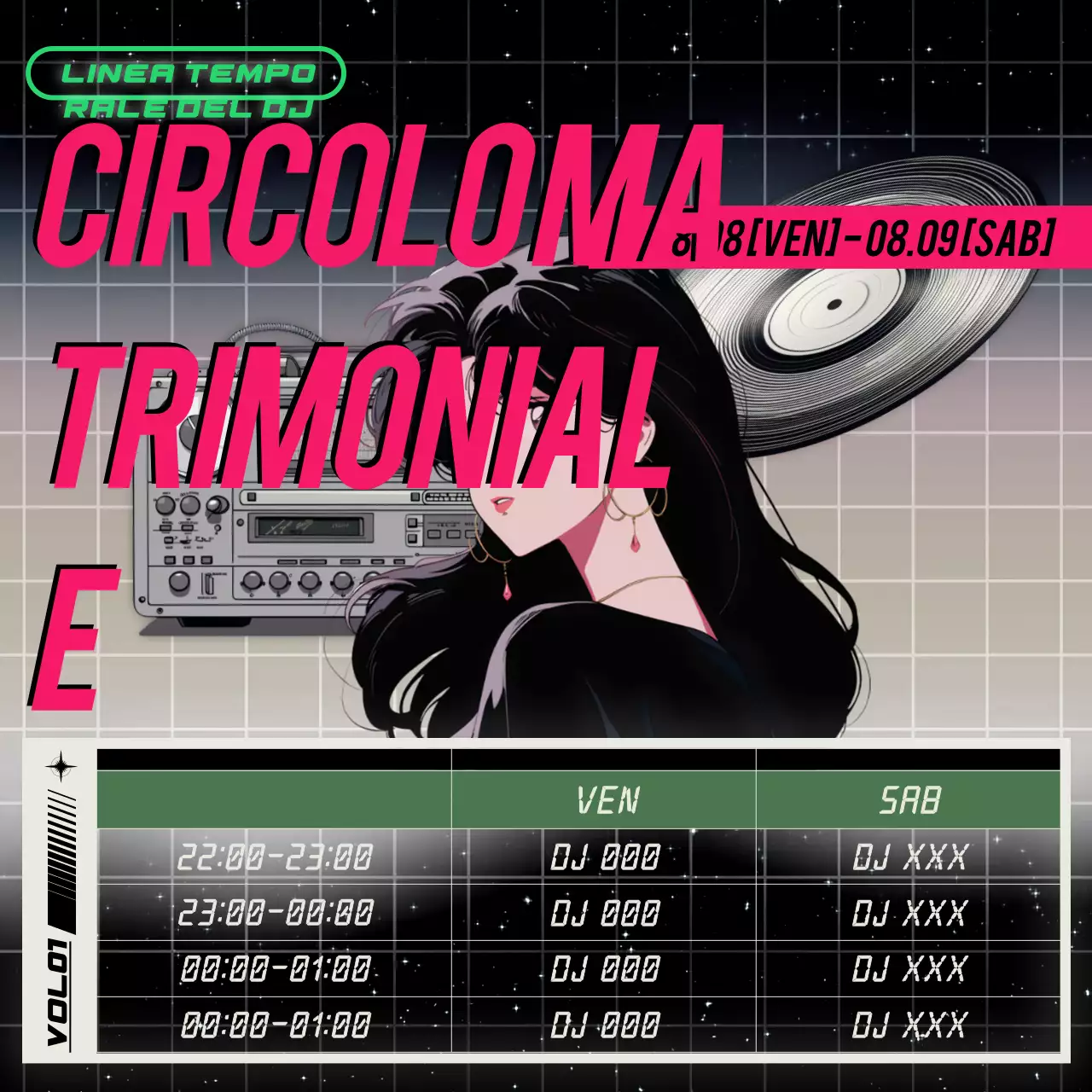 Una serie di DJ set di ispirazione cyberpunk in nero e viola