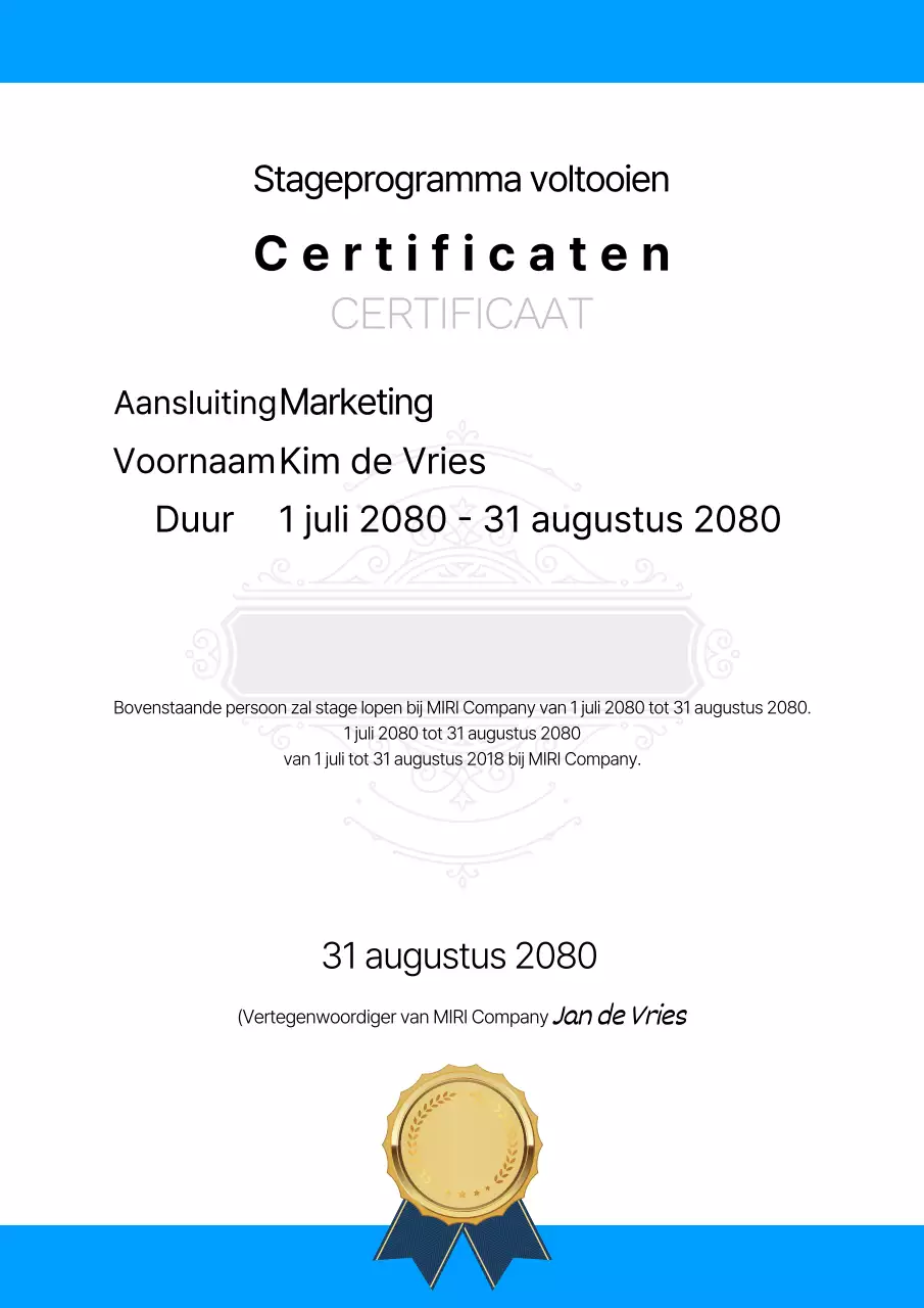 Een eenvoudige bedrijfssjabloon in blauw en zwart