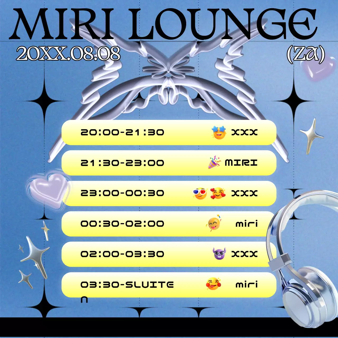 Een line-up van cyberpunk-geïnspireerde dj-sets in zwart en paars