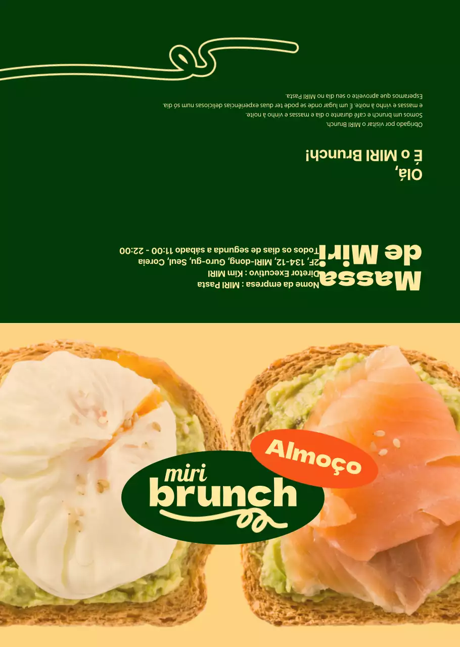 Sobre o menu de brunch chique em verde e marfim