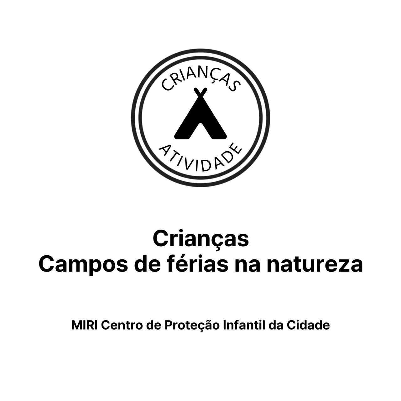 Logótipo minimalista de um campo de férias na natureza