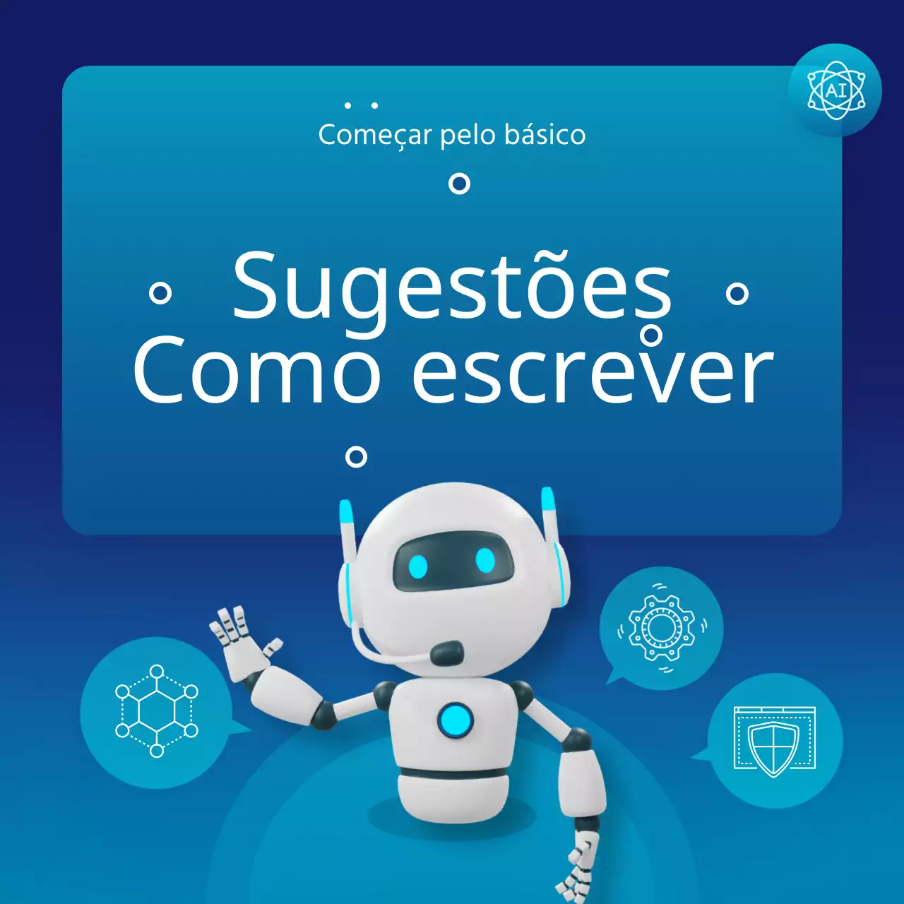 Promova os avisos de IA em azul e néon, com um toque cibernético