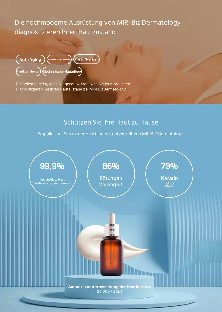 Fördern Sie anspruchsvolle Hautpflege in Blau und Beige